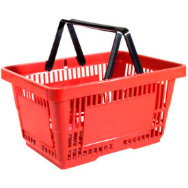 Red Plastic Shopping Basket 22 Liter with Black Plastic Handle Pack Qty of 12