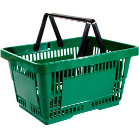 Dark Green Plastic Shopping Basket 22 Liter with Black Plastic Handle Pack Qty of 12