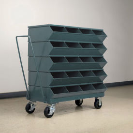 No 3 Mobile Sectional Bin Unit, 20 Compartments, 37"W x 18-3/4"D x 40"H, Gray