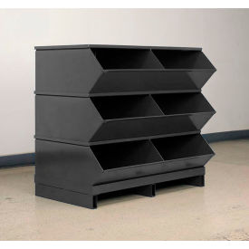 No 5 Pallet Base Sectional Bin Unit, 6 Compartments, 37"W x 24"D x 35-1/8"H, Black