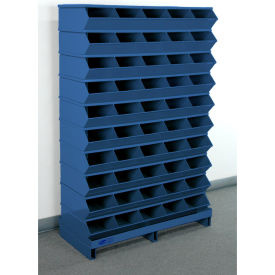 No 2 Pallet Base Sectional Bin Unit, 50 Compartments, 37"W x 15-1/2"D x 57-1/2"H, Blue