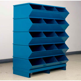 No 4 Pallet Base Sectional Bin Unit, 15 Compartments, 37"W x 20-1/2"D x 46-7/8"H, Blue