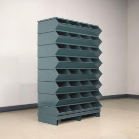 No 3 Pallet Base Sectional Bin Unit, 32 Compartments, 37"W x 18-3/4"D x 57-3/4"H, Gray