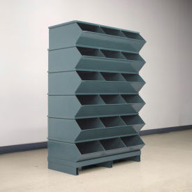 No 4 Pallet Base Sectional Bin Unit, 18 Compartments, 37"W x 20-1/2"D x 55-3/4"H, Gray