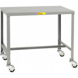Mobile Machine Table W/ Shelf, Steel Square Edge, 36"W x 24"D x 24"H, Gray