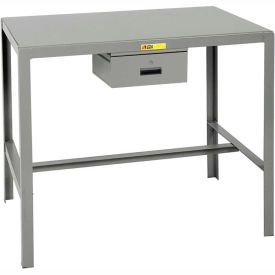 Stationary Machine Table W/ Drawer, Steel Square Edge, 36"W x 24"D x 36"H, Gray