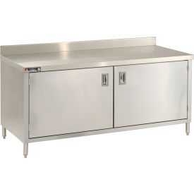430 Stainless Steel Cabinet Table, 72 x 30", 2-3/4" Backsplash, Hinged Doors