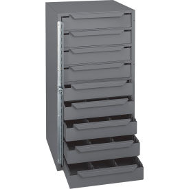 Counter Height Cabinet with 9 Drawer, 12-5/8"W x 12-1/8"D x 24-1/2"H, Assembled, Gray
