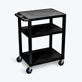 Garage Shop Utility Cart w/3 Shelves, 300 lb. Capacity, 24"L x 18"W x 34"H, Black