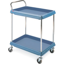 Deep Ledge Utility Cart, 2 Shelf, 20"W x 30"L, Blue with Microban