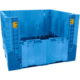 Plastic Folding Bulk Shipping Container, 48"L x 45"W x 34"H, 2500 lb. Capacity, Blue