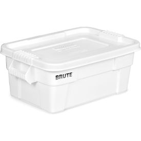 Brute Tote with Lid, 27-1/2"L x 16-3/4"W x 10-3/4"H, White, Polyethylene