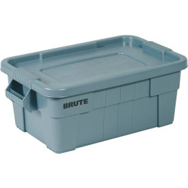 14 Gallon Brute Tote with Lid, 27-1/2"L x 16-3/4"W x 10-3/4"H, Gray, Polyethylene