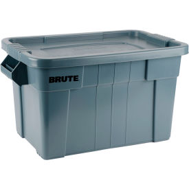 20 Gallon Brute Tote with Lid, 27-7/8"L x 17-3/8"W x 15-1/8"H, Gray, Polyethylene