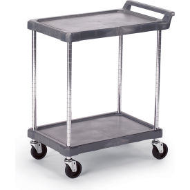 Storage Utility Cart w/2 Shelves & Chrome Posts, 300 lb. Cap, 38"L x 17"W x 33-1/4"H, Gray
