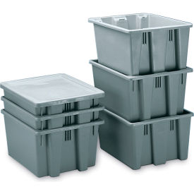 Palletote Box, 19-1/2"L x 15-1/2"W x 10"H, Gray, Polyethylene