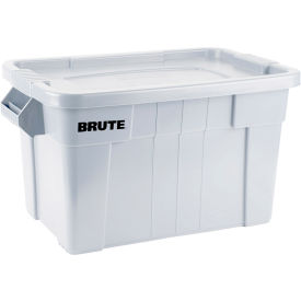 20 Gallon Brute Tote with Lid, 27-7/8"L x 17-3/8"W x 15-1/8"H, White, Polyethylene