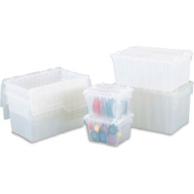 Flipak Attached Lid Container, 15-3/16"L x 10-7/8"W x 9-11/16"H, Clear