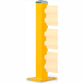 Steel Post Column For Triple Rail, 44"H, Yellow