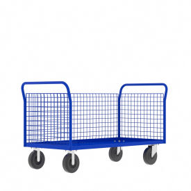 3-Sided Platform Cage Cart, Blue