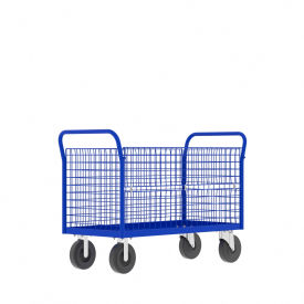 4-Sided Platform Cage Cart, Blue
