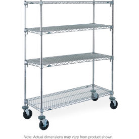 Super Erecta Wire Shelf Truck w/4 Adjustable Shelves, 900 lb Capacity, 36"Lx18"Wx68"H