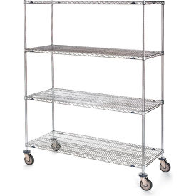 Stainless Steel Wire Shelf Truck w/4 Shelves, 1200 lb. Capacity, 36"L x 18"W x 68"H