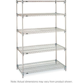 5 Shelf, Chrome Wire Shelving Unit, Starter, 48"W x 24"D x 74"H