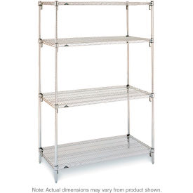 4 Shelf Chrome Wire Shelving Unit, Starter, 60"W x 24"D x 63"H