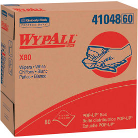 WypAll X80 Wipers, 9-1/10 x 16-4/5, White, 80/Pop-Up Box, 5 Boxes/Carton
