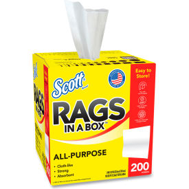 Rags In A Box, 10 x 12, White, 200/Box, 8 Boxes Per Carton