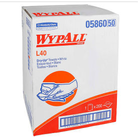 WypAll L40 Dry-Up Professional Towels, 19-1/2 x 42, White, 200 Towels/Roll