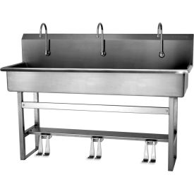56FSL 3-Person Floor Mount Wash-Station With Double Foot Pedal Valves