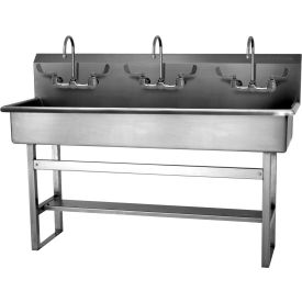 56FFL 3-Person Floor Mount Wash Station With Faucets