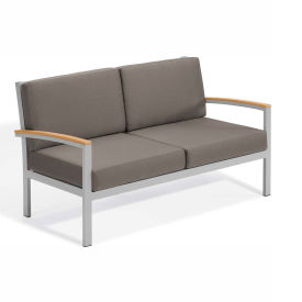 Travira Love Seat, Tekwood Natural, Stone