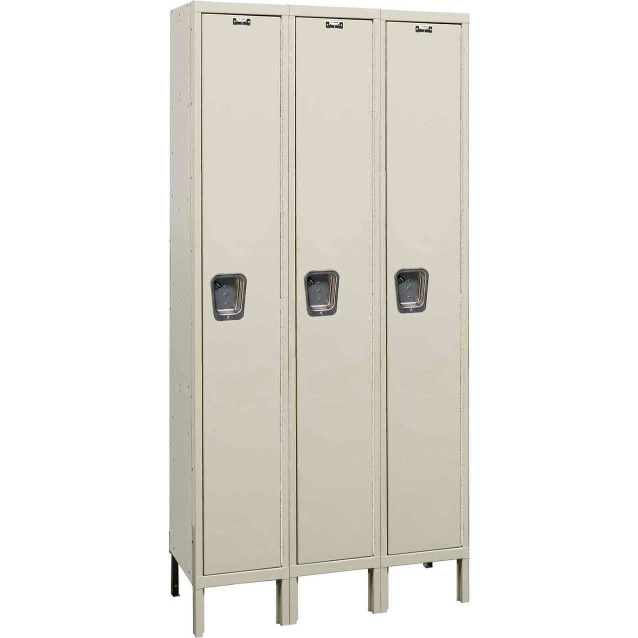 1-Tier 3 Door Maintenance-Free Quiet Locker, 15"Wx15"Dx72"H, Tan, Unassembled