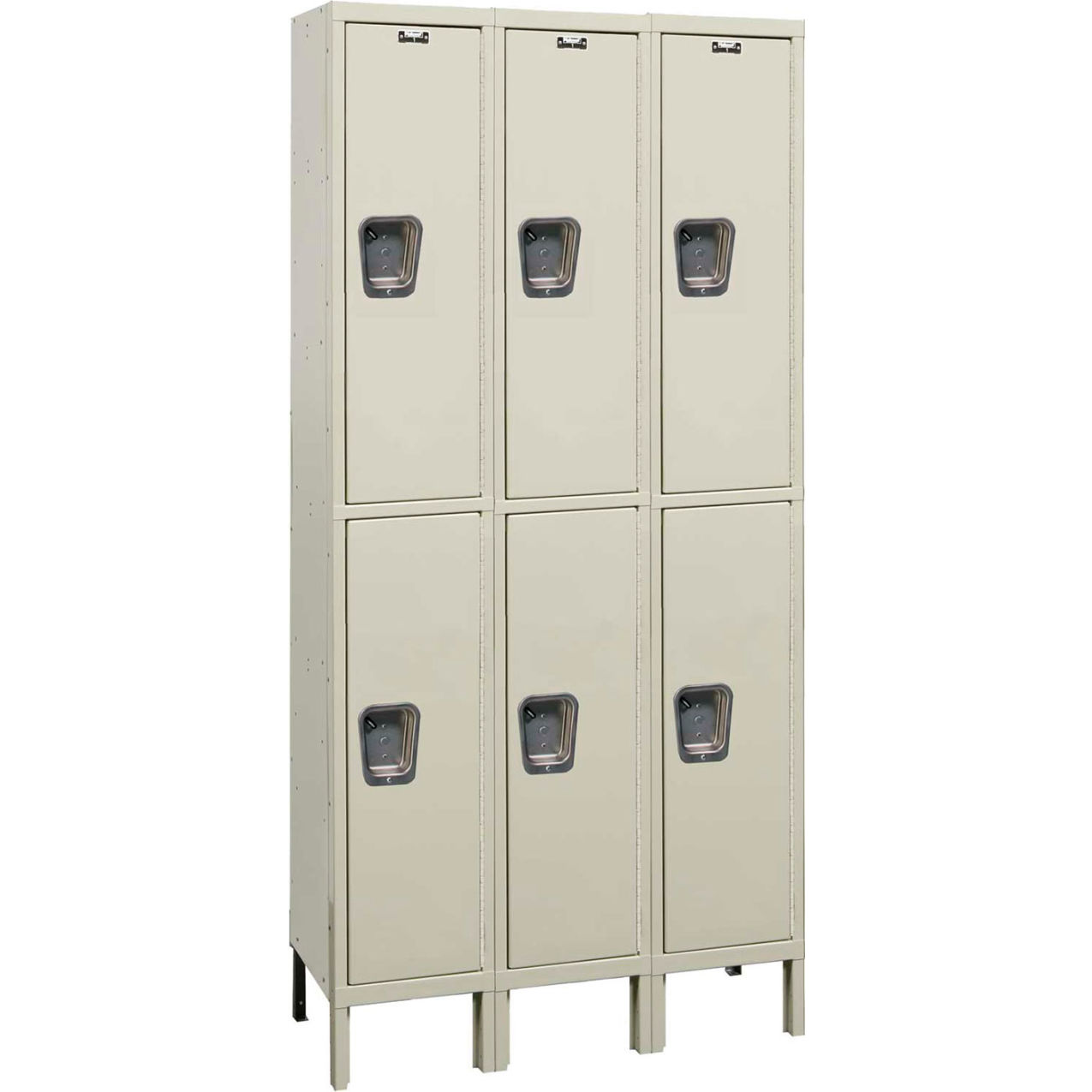 2-Tier 6 Door Maintenance-Free Quiet Locker, 15"Wx24"Dx36"H, Tan, Unassembled