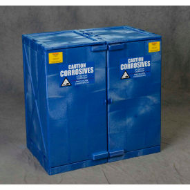 24 Gallon Acid Corrosive Cabinet, Manual Close, 2 Door, 36"W x 22"D x 36"H, Blue