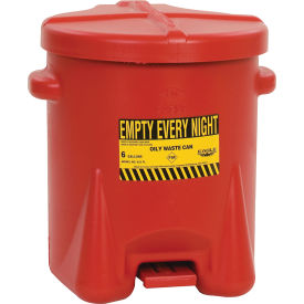6 Gallon Poly Waste Can W/ Foot Lever, Red