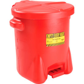 14 Gallon Poly Waste Can W/ Foot Lever, Red