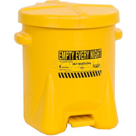 6 Gallon Poly Waste Can W/ Foot Lever, Yellow