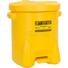 14 Gallon Poly Waste Can W/ Foot Lever, Yellow