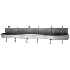 6-Person Wall Mount Wash Station With Single Knee Pedal Valves, 0.5 GPM