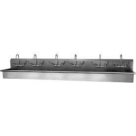 512WFL-0.5 6-Person Wall Mount Wash Station With Faucets, Low-Flow 0.5 GPM