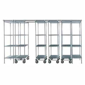 Space-Trac, 6 Unit, Chrome High Density Shelving, 72"W x 21"D x 88"H, 14' Length