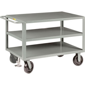 Shelf Truck w/3 Shelves & Floor Lock, 5000 lb. Cap, 65-1/2"L x 30"W x 36"H, Gray