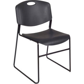 Plastic Stack Chair - 400 lb. Capacity - Black - 4/PK