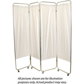 FEI Standard 4-Panel Privacy Screen with Casters, 6 mil Vinyl Panels, 62"W x 68"H, White