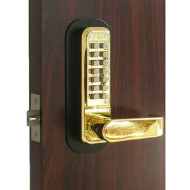 Digital Door Lock 2835 Lever Handle, Bright Brass