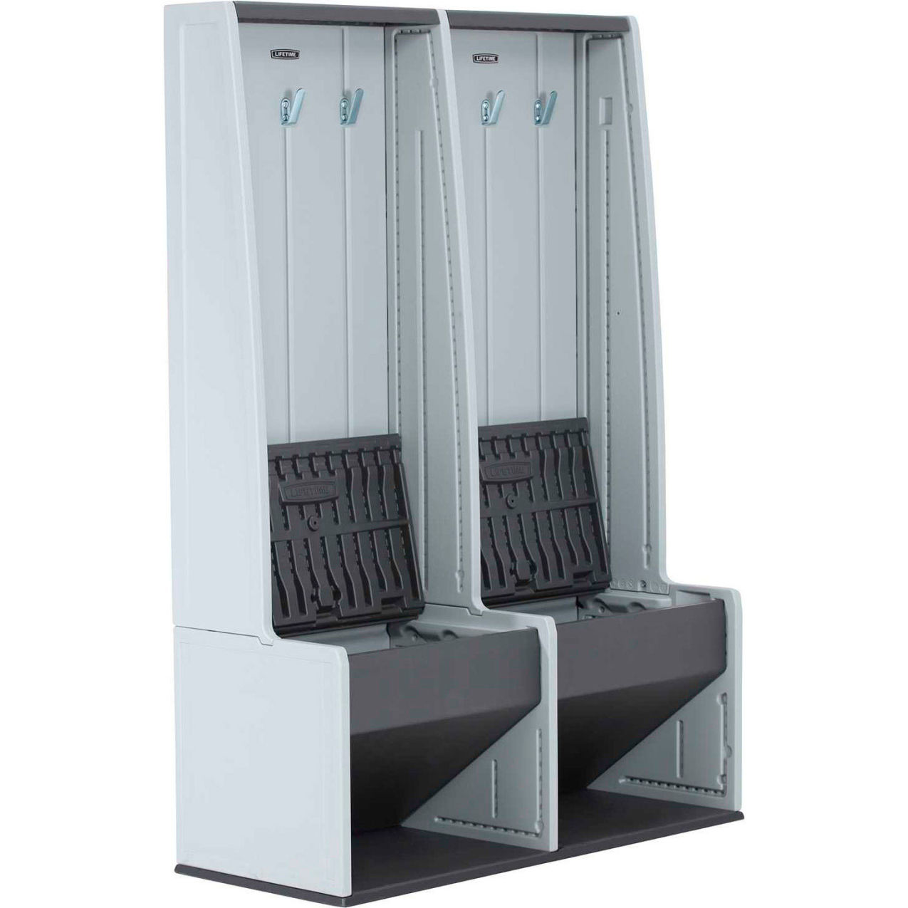Outdoor Plastic Storage Locker w/Bench, 45-3/16"Wx18"Dx64-11/16"H, Gray, Unassembled